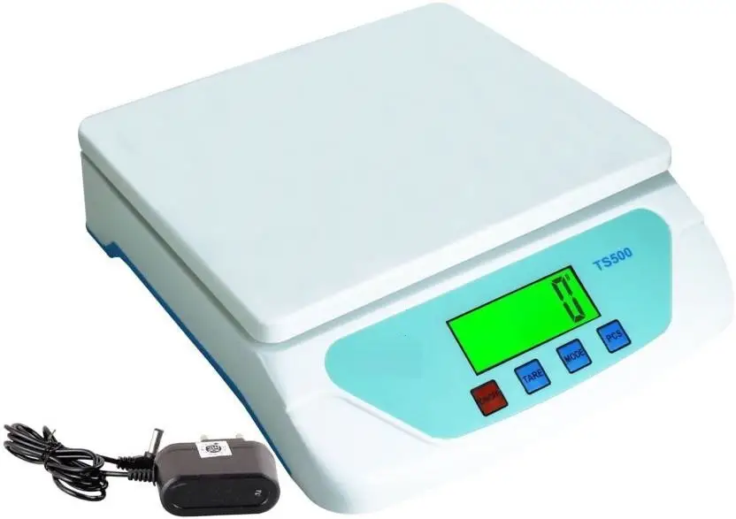 VGS MARKETINGS TS500 0-25 KG DIGITAL WEIGHING SCALE KITCHEN SCALE MEASURES 1G - 25000G AC / DC GIFT 25KG ELECTRONIC SCALE With Parts / PCs Counting Weighing Scale (White)